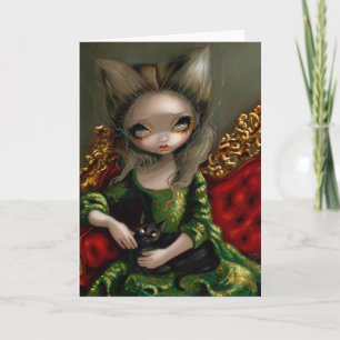 "Princess with a Black Cat"-hälsningskort Kort