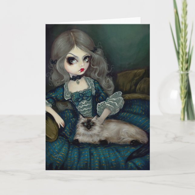 "Princess with a Himalayan Cat"-hälsningskort Kort (Framsida)