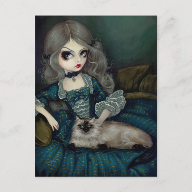 "Princess with a Himalayan Cat" vykort (Framsida)