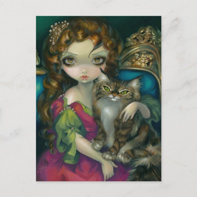 "Princess with a Maine Coon Cat" vykort (Framsida)