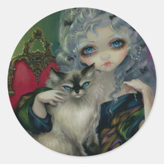 "Princess with a Ragdoll Cat" Sticker Runt Klistermärke