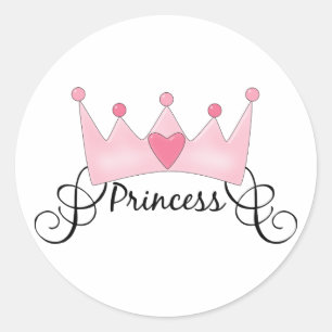 Princess With Krona - Anpassade Runt Klistermärke