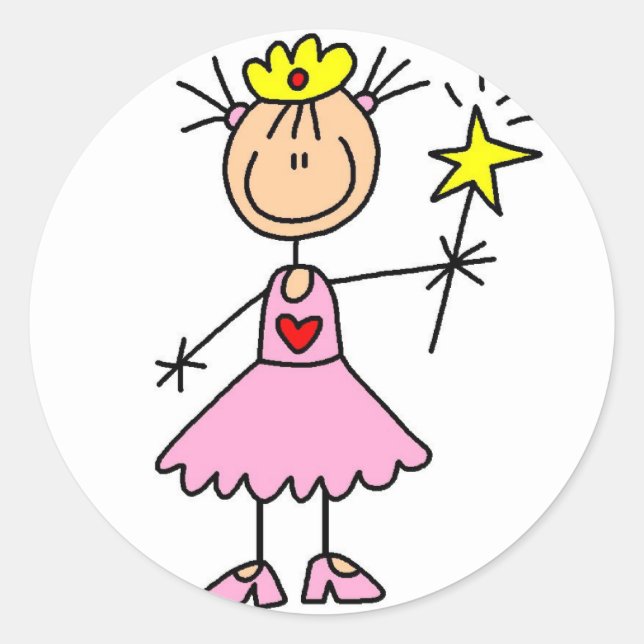 Princess With Trollspö Sticker Runt Klistermärke (Framsida)