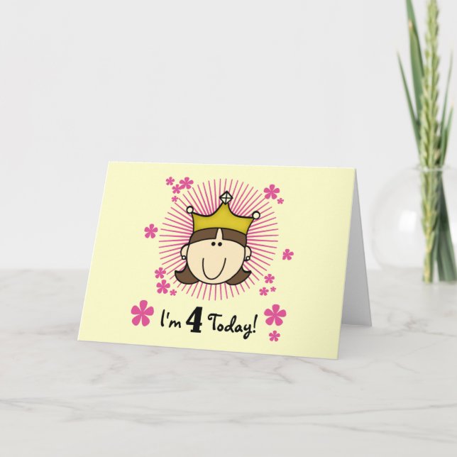 Princesses 4e födelsedagen Tshirts and Gifts Kort (Framsida)