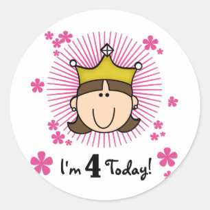 Princesses 4e födelsedagen Tshirts and Gifts Runt Klistermärke