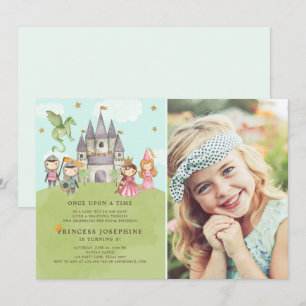 Princesses and Knight Girl Birthday bjudande Inbjudningar