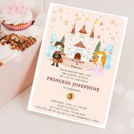 Princesses and Knight Girl Birthday Inbjudningar