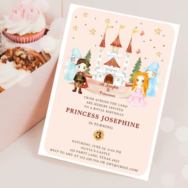 Princesses and Knight Girl Birthday Inbjudningar (Skapare uppladdad)