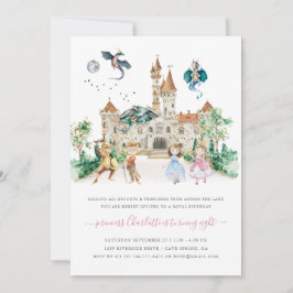 Princesses, Knight & Dragons Fairy Tale Birthday Inbjudningar