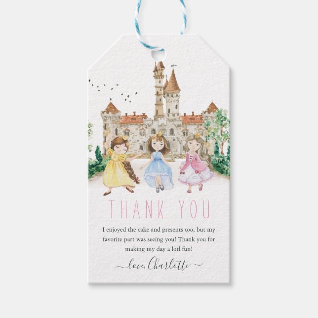 Princesses, Knight & Dragons Fairy Tale Birthday Presentetikett (Framsidan)