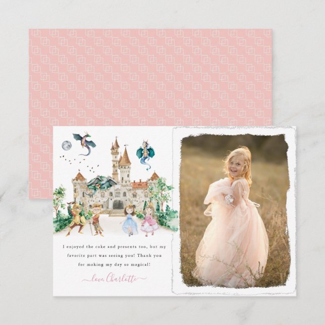 Princesses, Knight & Dragons Fairy Tale Tack Kort (Fram/baksida)