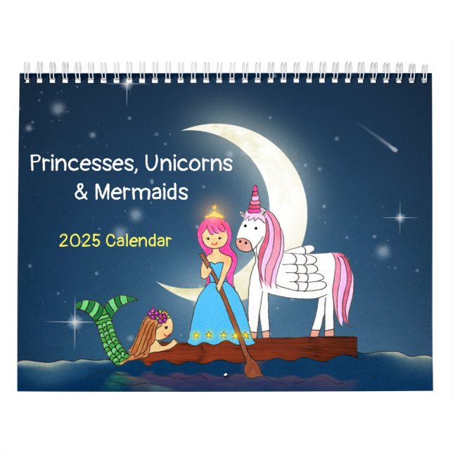 Princesses, Unicorns & Sjöjungfruars 2025 Calendar Kalender (Omslag)