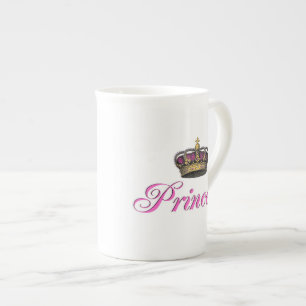Princesskrona i shock rosa benporslin mugg