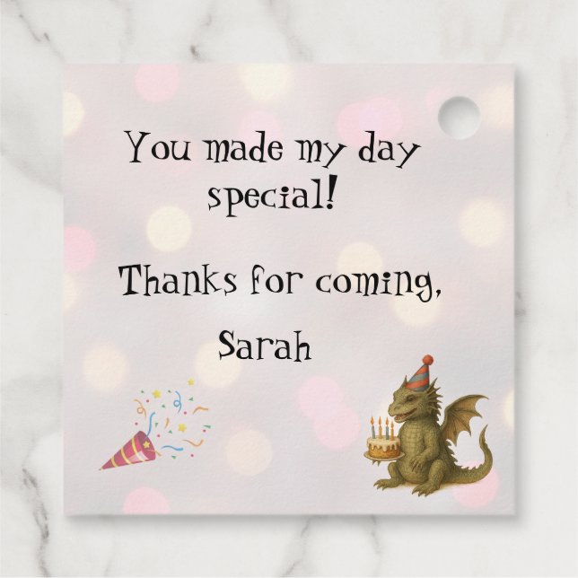 Princess's Birthday Dragon Folded Greeting Card Gåvor Etiketter (Baksida)