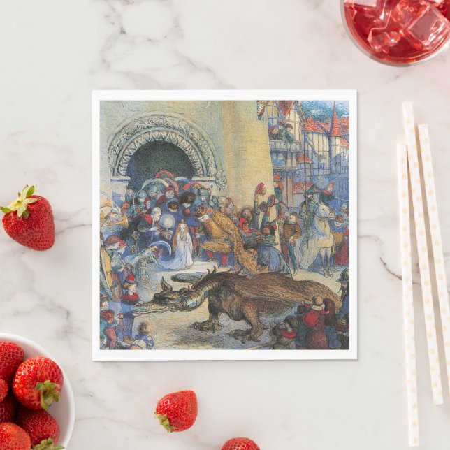 Princess's Birthday Dragon Folded Greeting Card Pappersservett (Insitu)