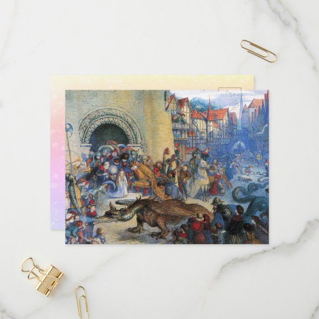 Princess's Birthday Dragon Inbjudan Vykort (Fram/Back In Situ)