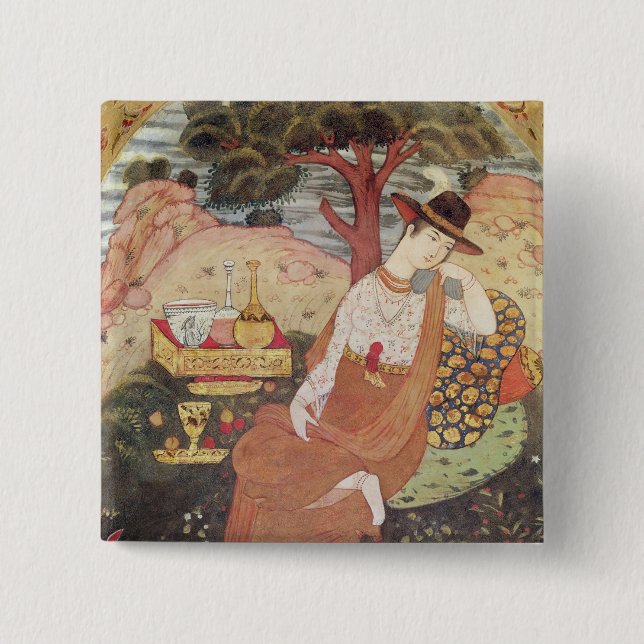 Princesssitta i en trädgård, Safavid dynasti Knapp (Framsida)