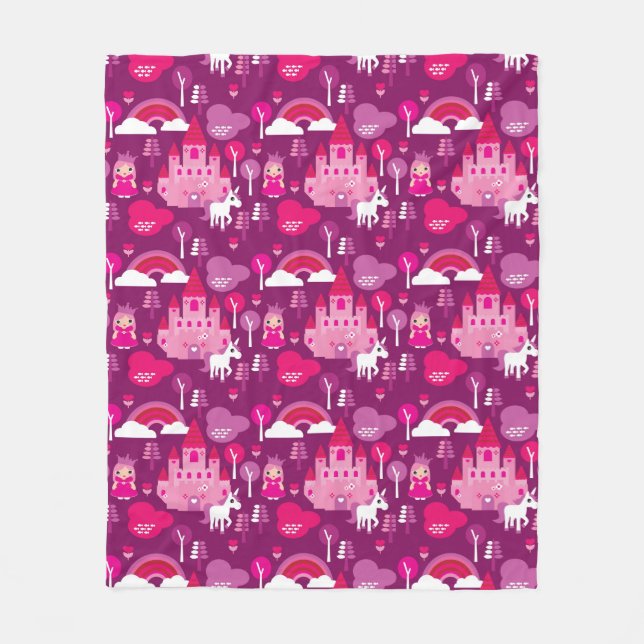 princessslott och unicornregnbåge fleecefilt (Framsidan)