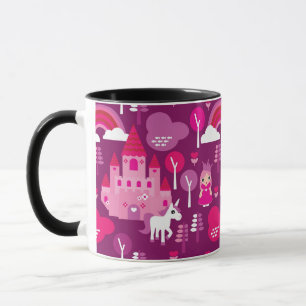 princessslott och unicornregnbåge mugg