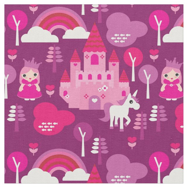 princessslott och unicornregnbåge tyg (Närbild)