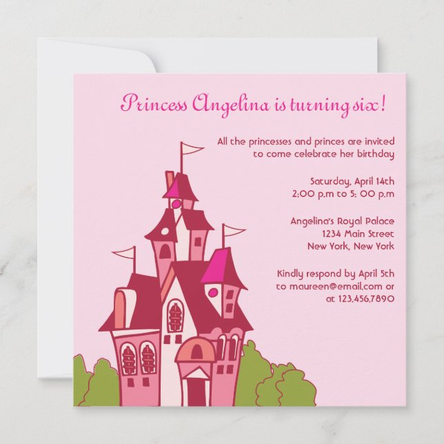 Princessslottfödelsedagsfest invitations-3 inbjudningar (Framsida)