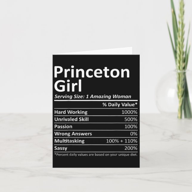 Princeton Girl Nj New Jersey Funny City Home Roots Kort (Framsida)