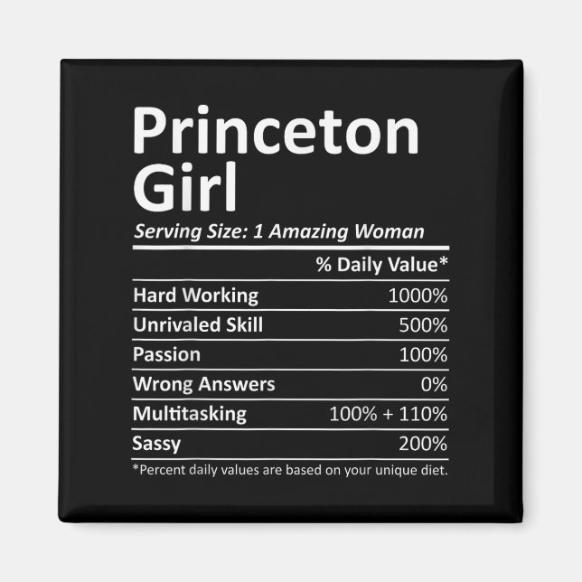 Princeton Girl Nj New Jersey Funny City Home Roots Magnet (Framsidan)