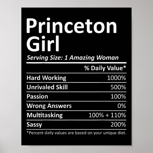 Princeton Girl Nj New Jersey Funny City Home Roots Poster (Framsidan)