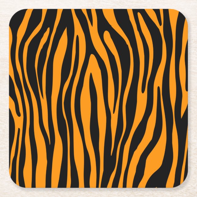 Princeton Orange Zebra tryck Underlägg Papper Kvadrat (Framsidan)