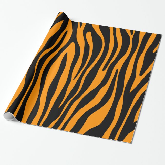 Princeton Orange Zebrarandig Presentpapper (Utrullad)