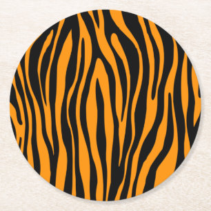 Princeton Orange Zebratryck Underlägg Papper Rund