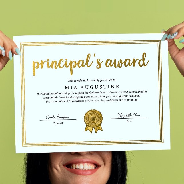 Principal's Award Certificate Poster (Skapare uppladdad)