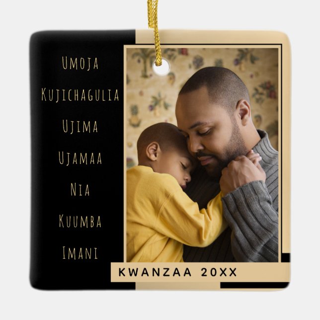 Principer Guld Black Photo Kwanzaa Ceramic Orname Julgransprydnad Keramik (Framsida)