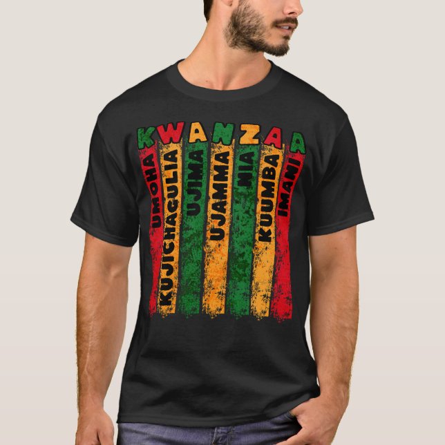 Principerna Retro Grunge Kwanzaa T Shirt (Framsida)