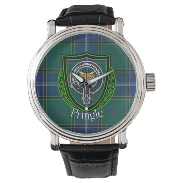 Pringle Scottish Clan Tartan & Crest Armbandsur (Framsida)
