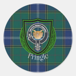 Pringle skotska klan tartan och vapensköld runt klistermärke
