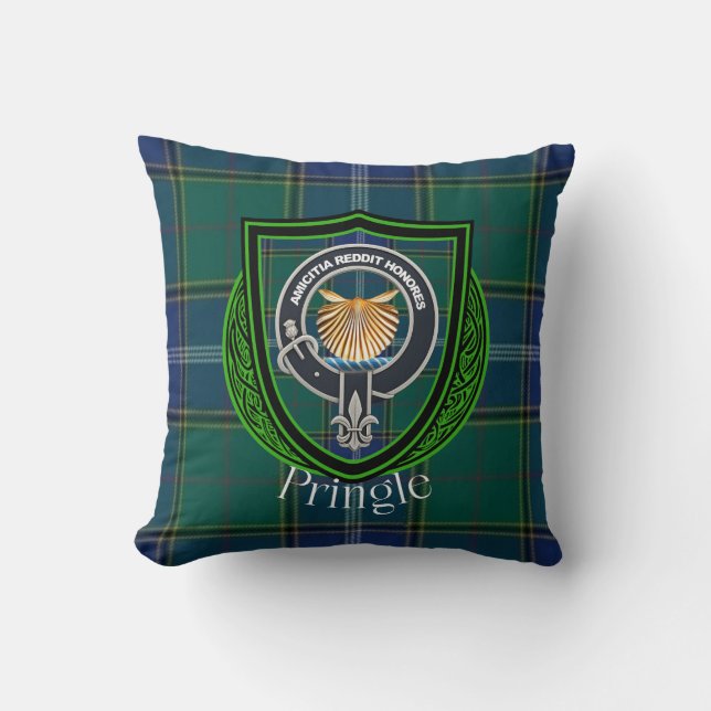 Pringle skotska klan tartan & vapen kudde (Framsida)