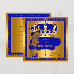 Prins Baby Shower Royalblå Pojk Krona Etnisk Inbjudningar