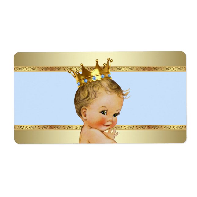 Prins Baby Shower Vattenflasketikett Fraktsedel (Framsidan)