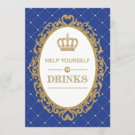 Prins Drinks Signal, Royal Guld Baby Shower Decor Inbjudningar