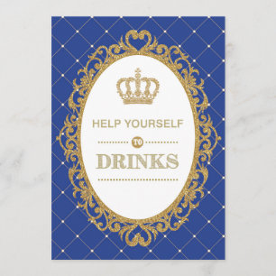 Prins Drinks Signal, Royal Guld Baby Shower Decor Inbjudningar