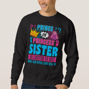 Prins eller prinsessa syster baby köns avtäckning lång ärmad tröja