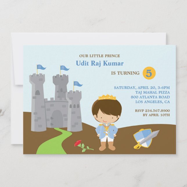 Prins Födelsedagsfest - platt inbjudan (Framsida)