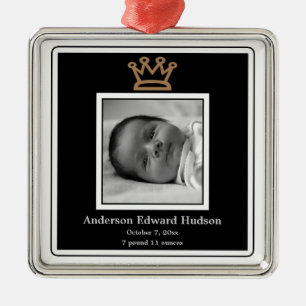 Prins Krona Baby Pojke Foto Ornament