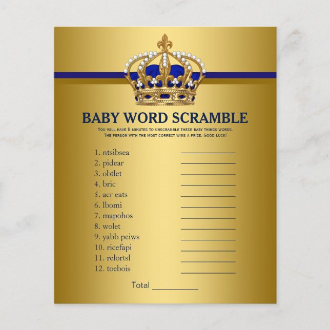 Prins Krona Baby Shower Games (Framsida)