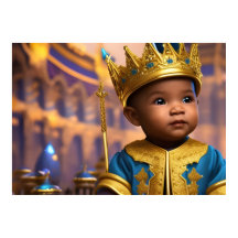 Prins lille pojke guld palats krona blå etnisk