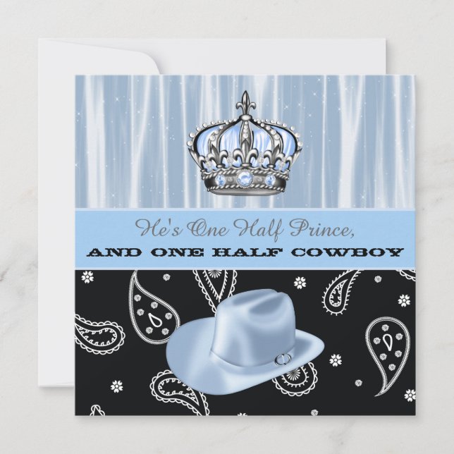 Prins- och cowboy-babyshower inbjudningar (Framsida)