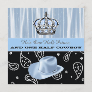 Prins- och cowboy-babyshower inbjudningar