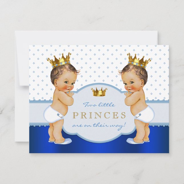 Prins Tvilling Babyfirande Inbjudningar (Framsida)