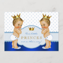 Prins Tvilling Pojke Baby Shower Blond Inbjudningar
